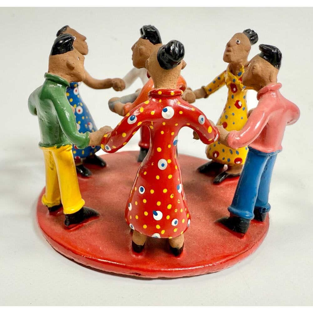 Vintage Brazilian Terracotta Folk Art Ciranda Roda Figurine Signed Hilda
